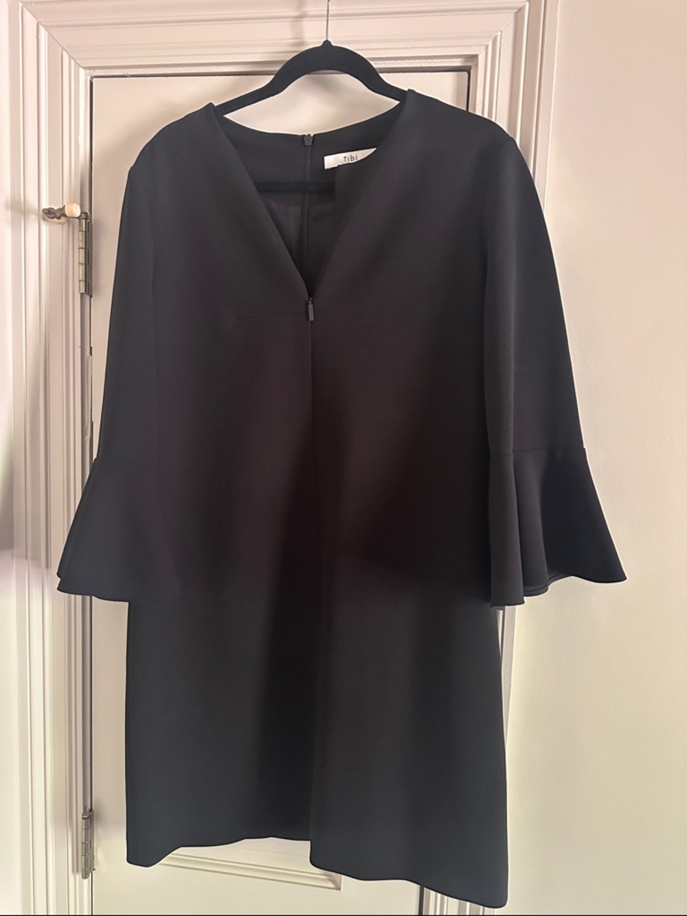Tibi Black Bell-Sleeve Shift Dress